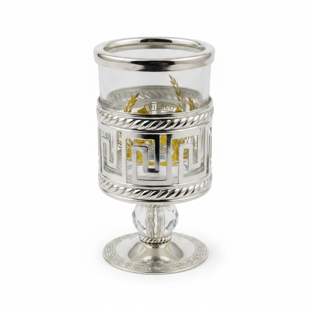 Pilsco Metal & Glass Spoon Holder - 10×5 cm - Silver / Gold