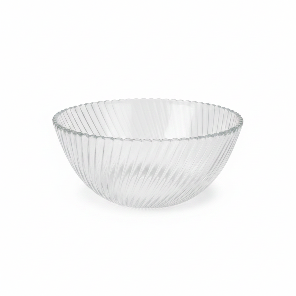 Neo Alpha Clear Ribbed Glass Bowl – 16.5cm