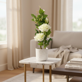 Marcolo Artificial White Rose Bonsai Plant with Speckled Plastic Pot - 40cm