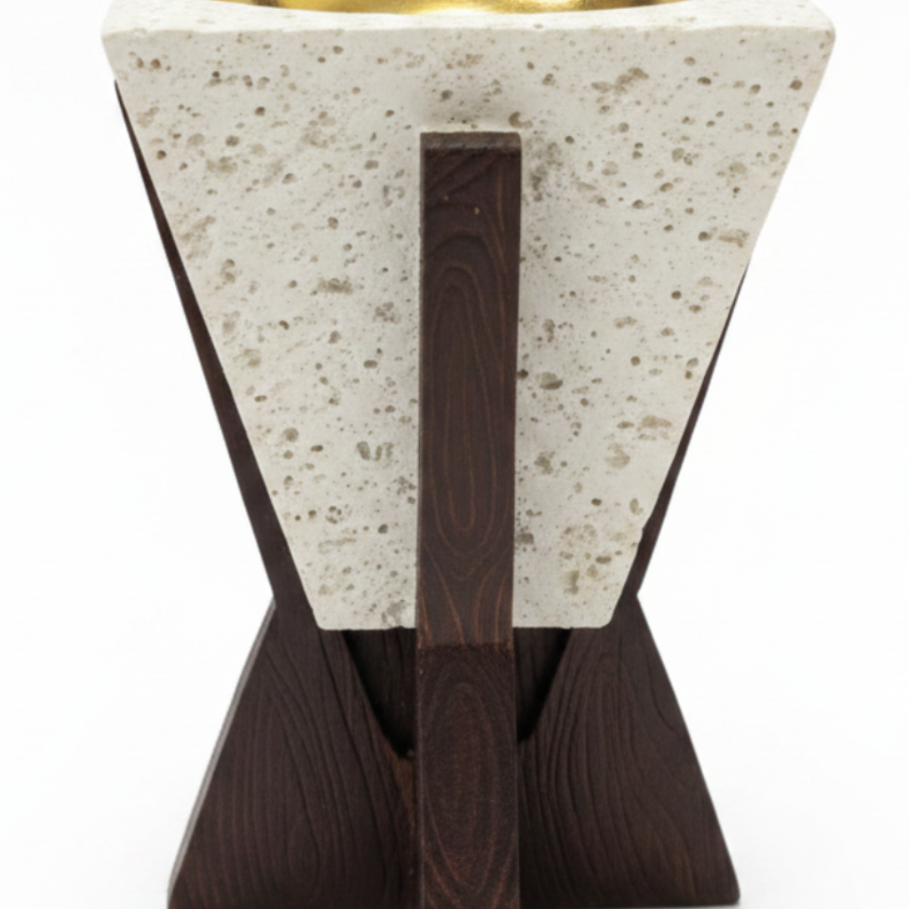Cream & Brown Chalk Incense Burner - 9×6.5 cm