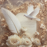 White Dove & Rose Design Baroque Paper Gift Bag - 30×25cm