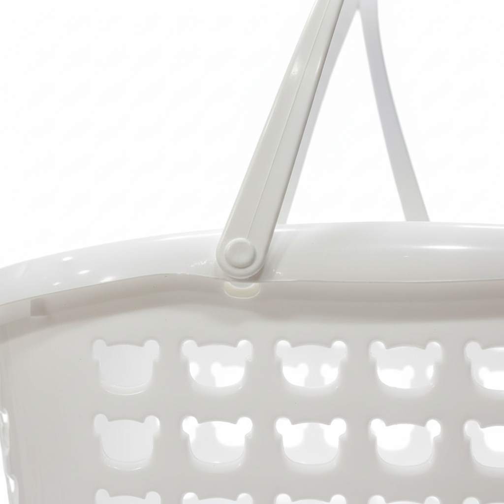Plastic Multipurpose Basket with Handle - 25×18cm - White - Grey