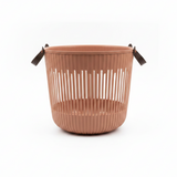 Plastic Laundry Basket with Handle - 30×35 cm - Light Brown / Olive Green / Beige