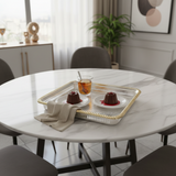 Zolten Square Gold & Silver Metal Serving Tray - 28×28 cm