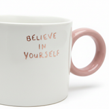 White & Rose Pink Ceramic Mug - 350ml