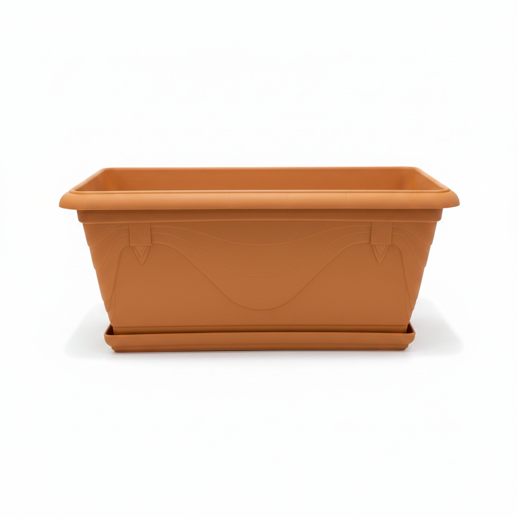 Family Plastic Winny Rectangular Planter Pot with Tray – 35x20cm