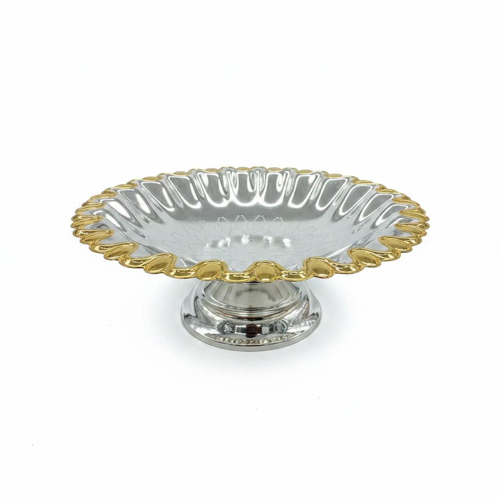 Germax Gold & Silver Metal Footed Serving Tray – 28cm