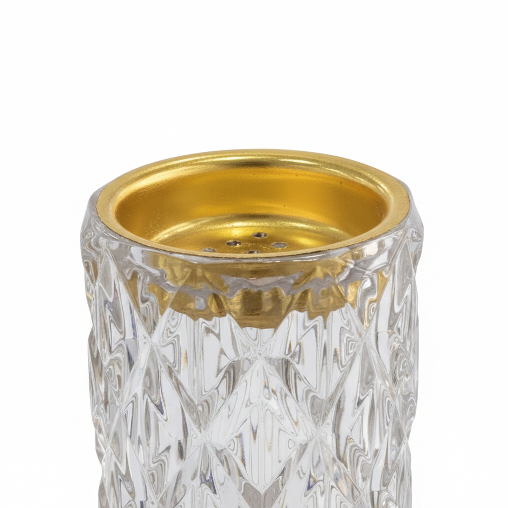 Crystal Diamond-Cut Glass Incense Burner - 14cm
