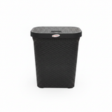 Esqube Delta Plastic Laundry Basket with Lid - 55 × 45 × 33 cm - Dark Brown / Grey / Black