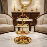 AKDC Luxury Gold 4 Tier Dessert Stand Premium Display Rack for Cakes Cupcakes and Events 62 cm