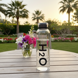 Orchid Bord Clear Glass Water Bottle 500ml – Stylish H2O Hydration Bottle with Leak-Proof Lid | Black / White |