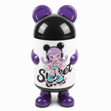 Italo Sweet Girl Cartoon Character Plastic Trash Can | 60cm | White & Purple with Black Lid