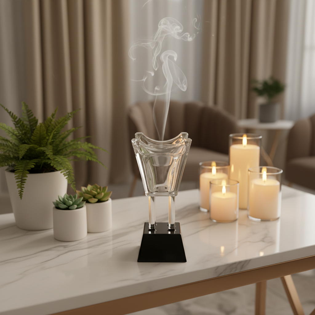 Crystal Glass Incense Burner - 17cm