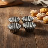 AFCO Mini Cake Moulds – Set of 4 – 7cm Fluted Tart Tins