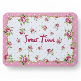 Sweet Time Pink Floral Metal Tin Box – 21×15cm | Decorative Gift & Storage Box