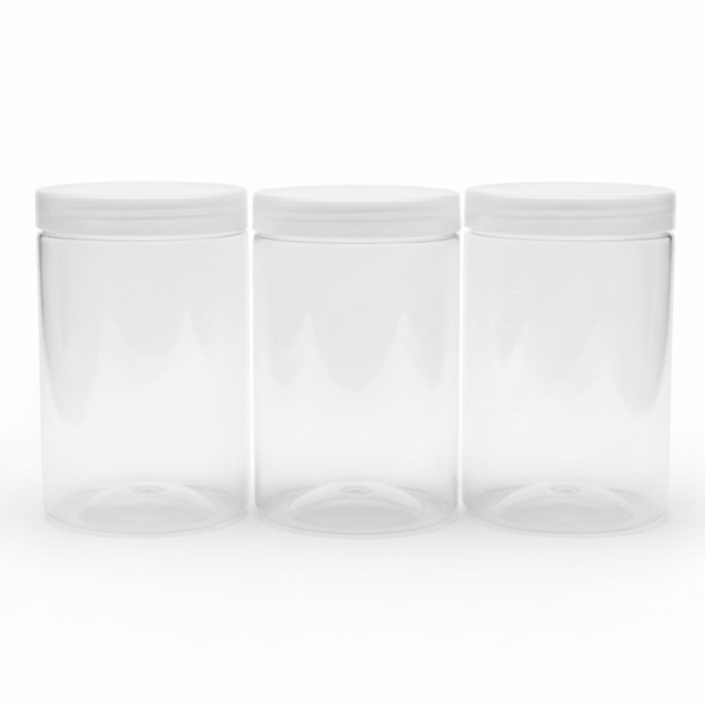 Jiham 3-Piece Clear Plastic Storage Jar Set - 750ml - 8.5 × 14 cm