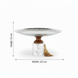 Acrylic Footed Silver & Brown Metal Candy Tray - 12 × 25 cm