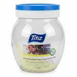 Titiz Fourlines Round Glass Storage Jar with Airtight Plastic Lid – 720ml | Blue / Red / Green |