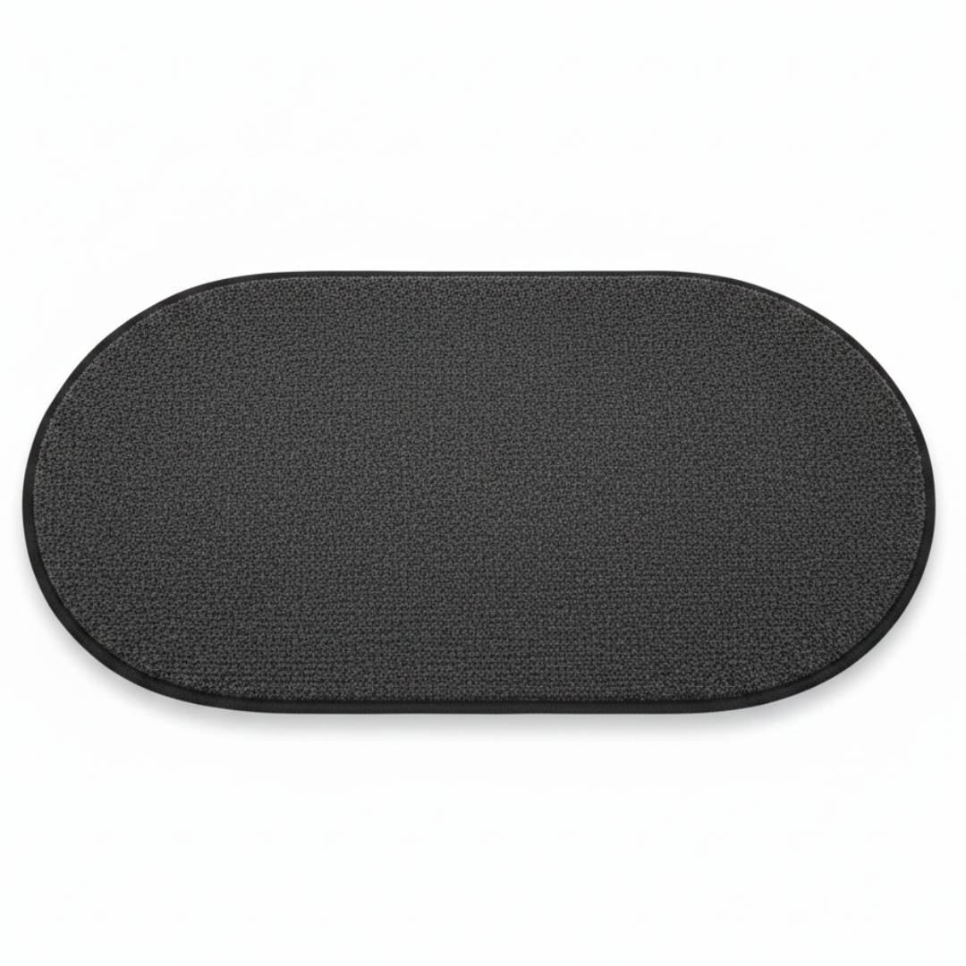 Oval Anti-Slip Door Mat | Dense Pile Entrance Rug with Non-Slip Backing | 62×38 cm | Charcoal Grey | Indoor & Outdoor Use