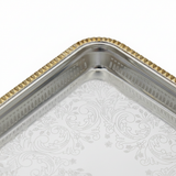 Najib Gold & Silver Metal Serving Tray - 45×30 cm