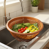 Plastic Mesh Colander Basket 35×15cm — Brown / Black