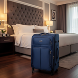 Sonada Navy Blue Polyester Trolley Bag – 28 Inch | 8 Spinner Wheels |