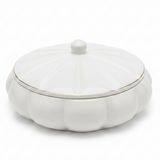 Hamid White Ceramic Candy Box with Lid | Scalloped Petal Design | 10.25cm