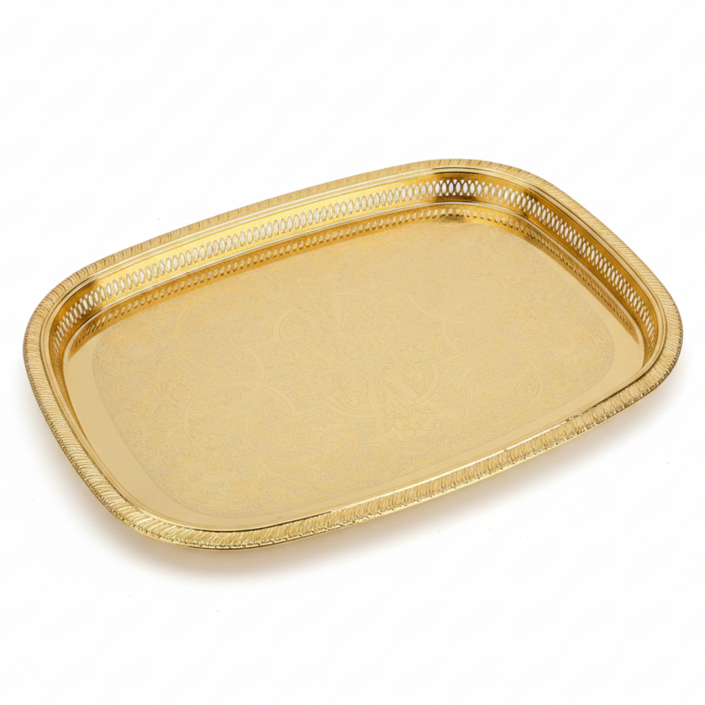 Najib Gold Metal Serving Tray - 55×40cm