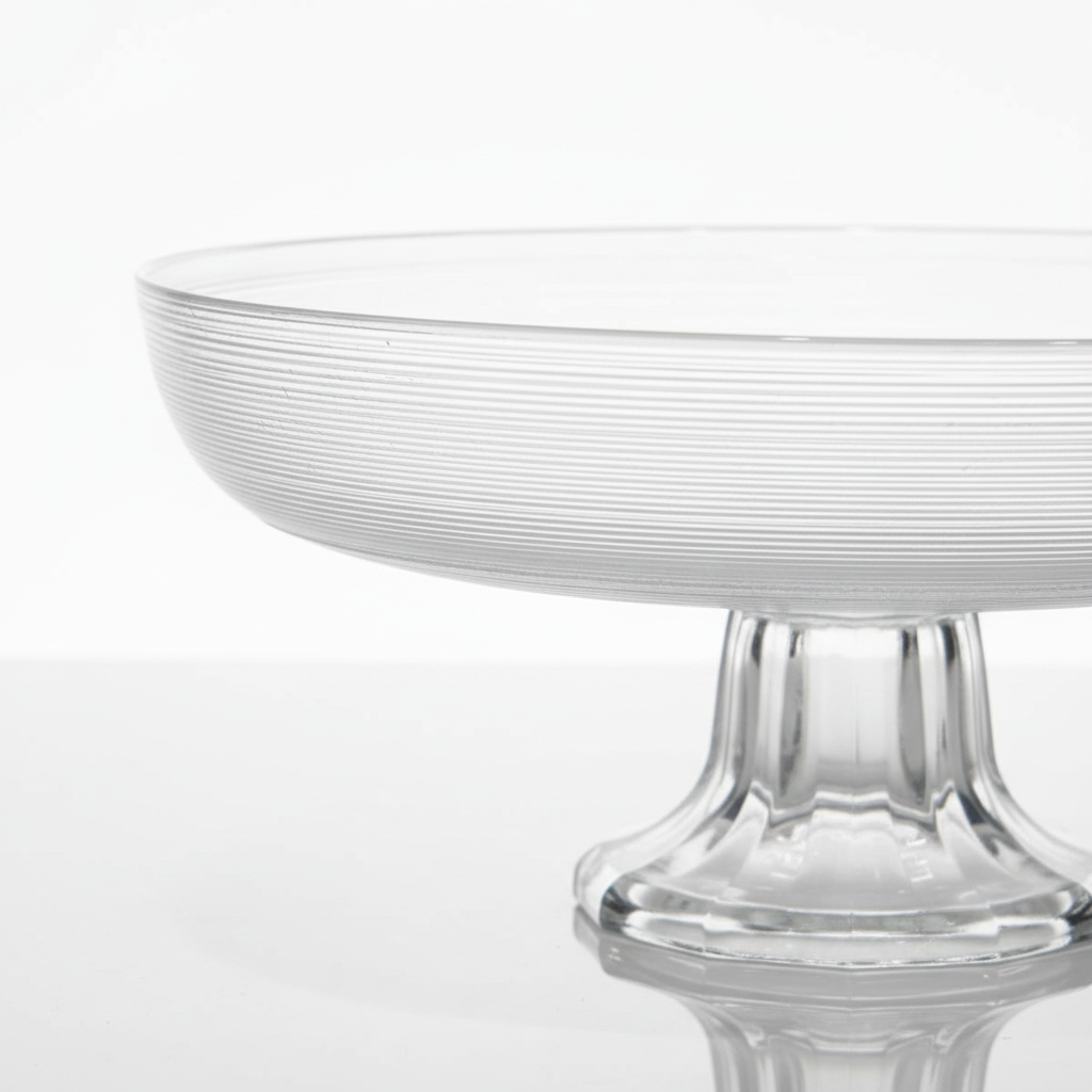Clear Glass Footed Fruit Plate - 26×12 cm