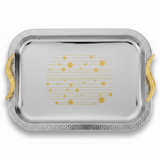 Maximan Luxury Silver & Gold Stainless Steel Serving Tray with Swan Handles | 40×29cm