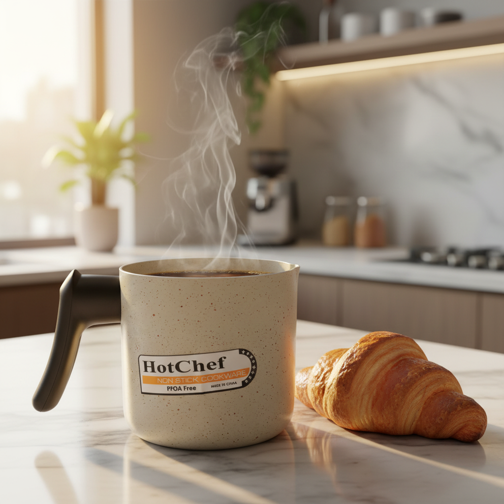 HotChef Cream Non-Stick Granite Coated Coffee Warmer — 12cm |