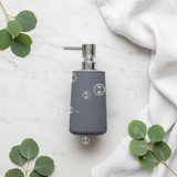Grey Plastic Ribbed Soap Dispenser with Chrome Pump – 400ml