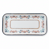 Vague Rectangular Melamine Serving Plate | Navy Blue Folk Art Design | 36×18 cm