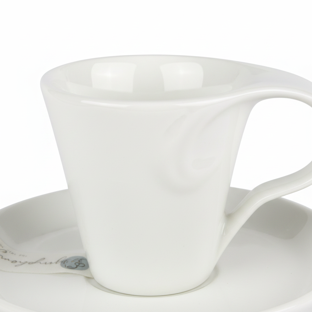 Symphony White Ceramic Espresso Cup & Saucer Set — 80ml