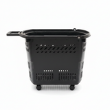 Plastic Rolling Basket with Telescopic Pull Handle & Wheels - 50×35×40cm