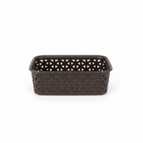 Exclusive Plastic Storage Basket - 20×14 cm - White / Dark Brown