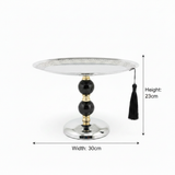 Black & Gold Footed Silver Metal Candy Tray – 23×30cm