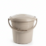 Polytime Plastic Bucket with Lid – 10 Litre - Beige / Grey / White
