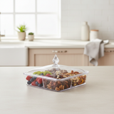 Vague Square Acrylic Candy & Sweets Box with 4 Inner Bowls and Lid | 27.5 x 27.5 x 16.5 cm