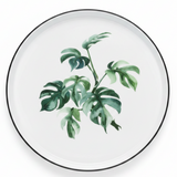 Royalford Melamine Dinner Plate | Black Rim with Botanical Green Leaf Design 11 Inch