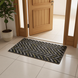 Anti-Slip Rectangle Door Mat 62×38 cm | Chevron Zigzag Pattern | Charcoal, Olive & Silver | Indoor & Outdoor Entrance Rug for Home, Kitchen & Villa