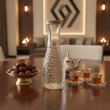 Embossed Glass Carafe with Bamboo Lid – 1000ml