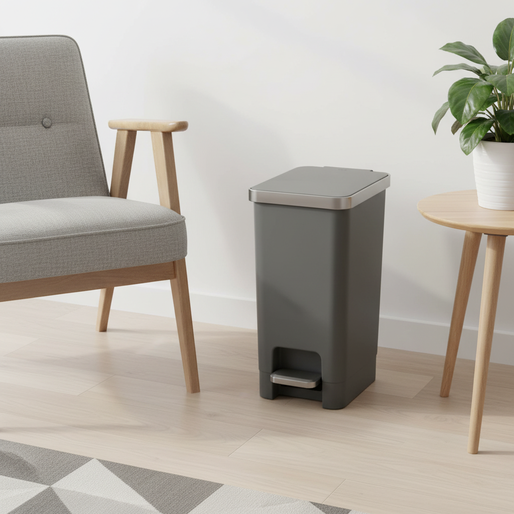 EKO Hana Grey Slim Plastic Pedal Dustbin – 10 Litre