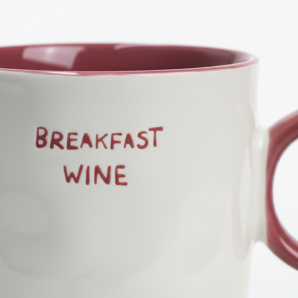 White & Burgundy Ceramic Mug - 350ml