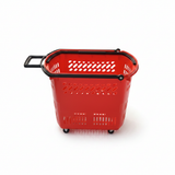 Plastic Rolling Basket with Telescopic Pull Handle & Wheels - 50×35×40cm