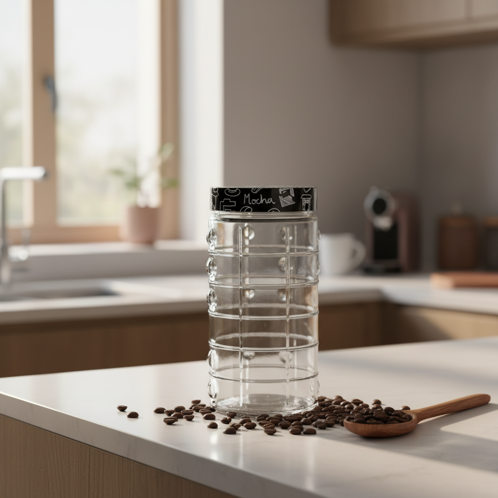 Herevin Glass Storage Jar with Black Lid - 18×10cm / 22×10cm