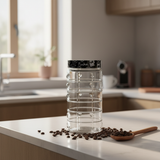 Herevin Glass Storage Jar with Black Lid - 18×10cm / 22×10cm