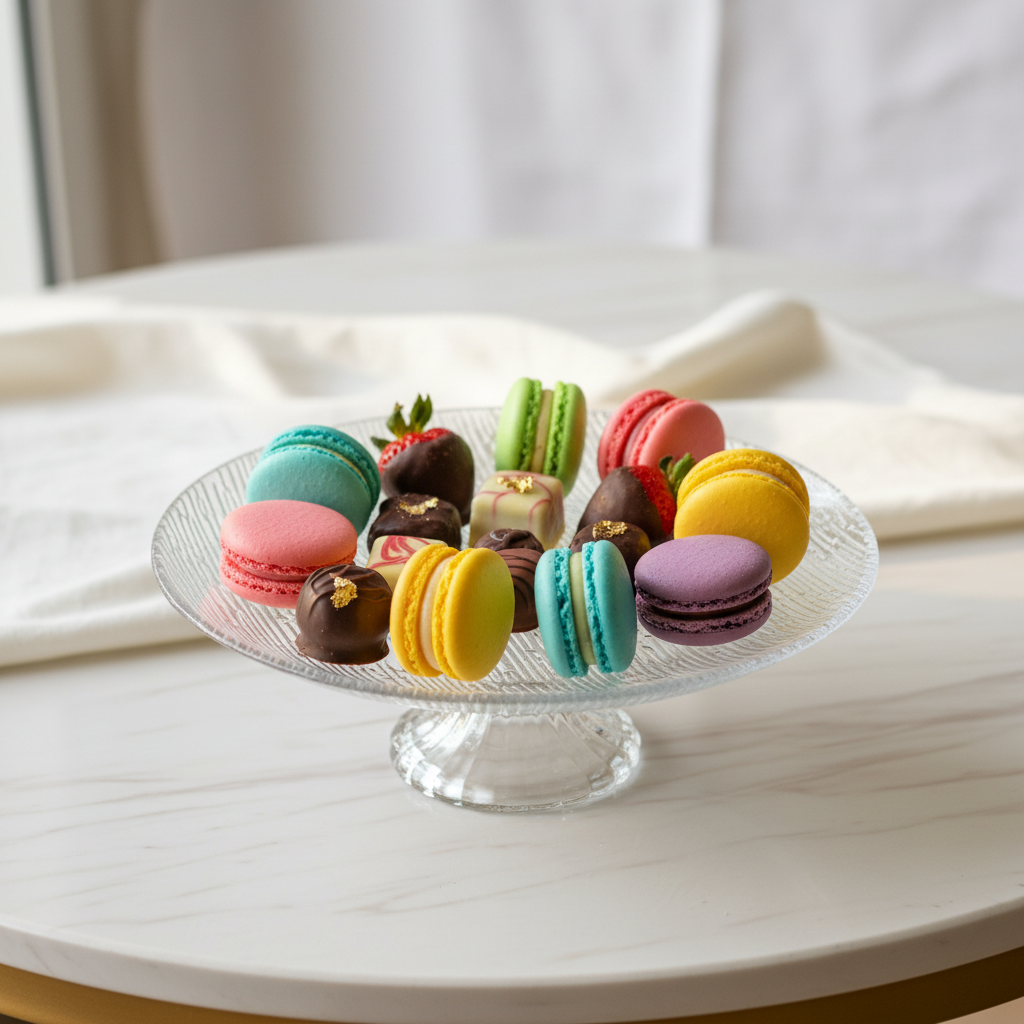 Crystal Footed Glass Candy Plate — 20×8 cm