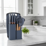 19-Piece Silicone Kitchen Utensil Set with Knife Block & Cutting Board — Assorted Colors