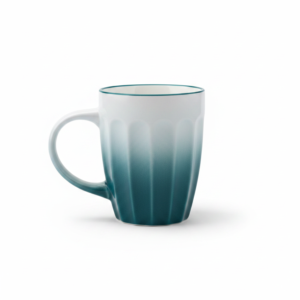 Kitchenmark Teal  Ombre Ribbed Ceramic Mug - 325ml
